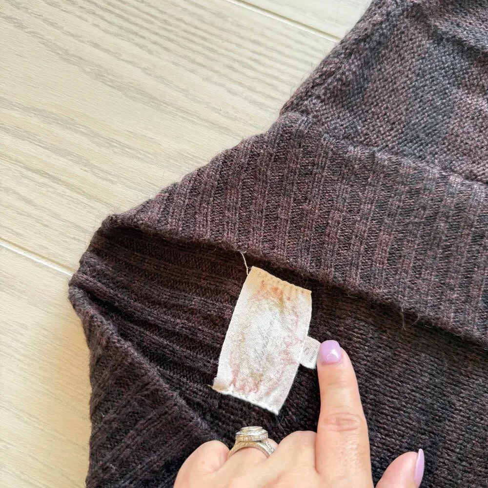 Ambiance Womens Size Small Brown Rib Cardigan Open Front Pockets
